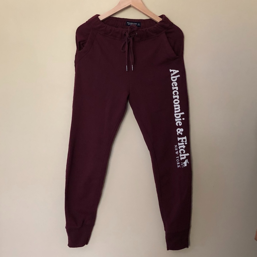 Abercrombie & Fitch Burgundy Logo Joggers